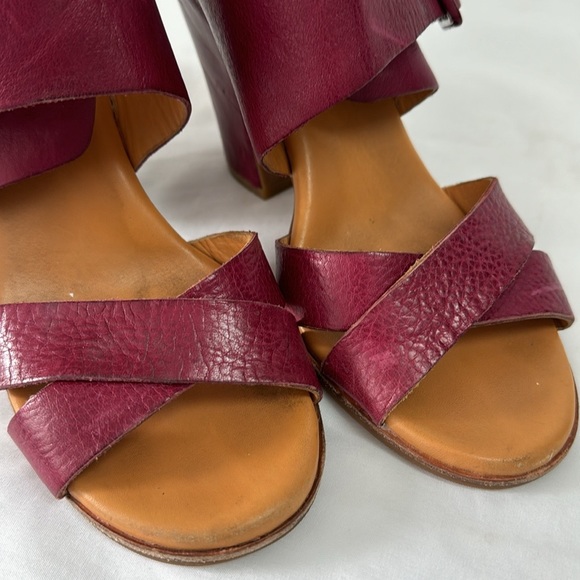 KORK-EASE Purple Leather Sandals Block Heels Slip Ons Size 8 - Picture 4 of 7